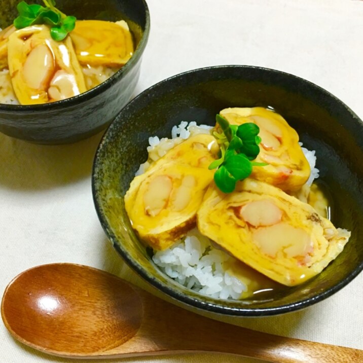 アレンジレシピ♪ずわい蟹だし巻きでカニ玉餡かけ丼♡